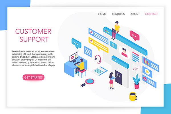 وکتور اسلایدر وب و پشتیبانی مشتری