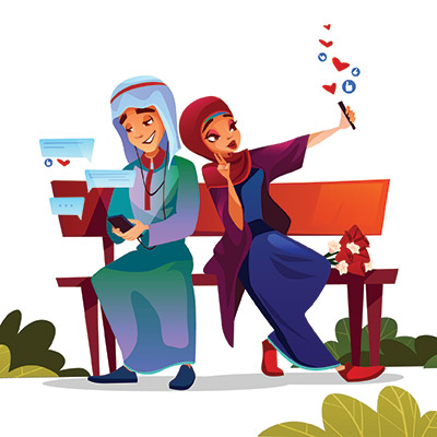 وکتور سلفی با موبایل و چت