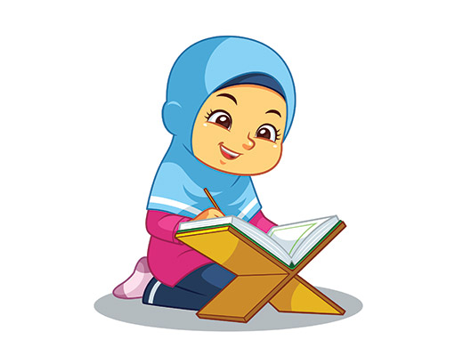 وکتور کاراکتر دختر و خواندن قرآن