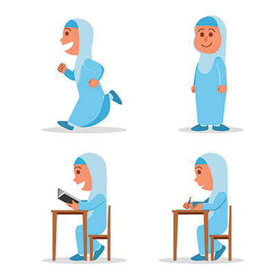 وکتور کاراکتر دانش آموز دختر با حجاب