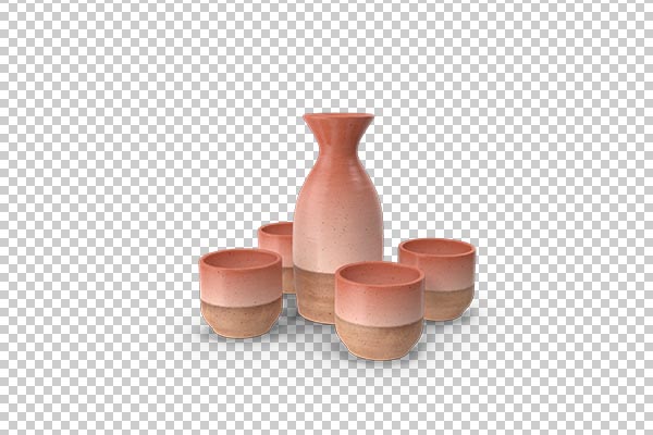 تصویر سه بعدی دوربری پارچ و لیوان سنتی