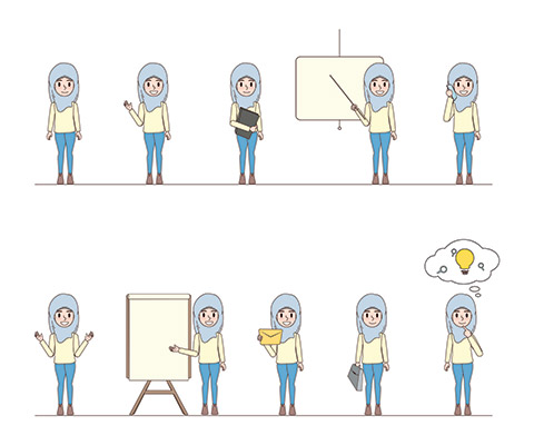 وکتور کاراکتر دختر با حجاب